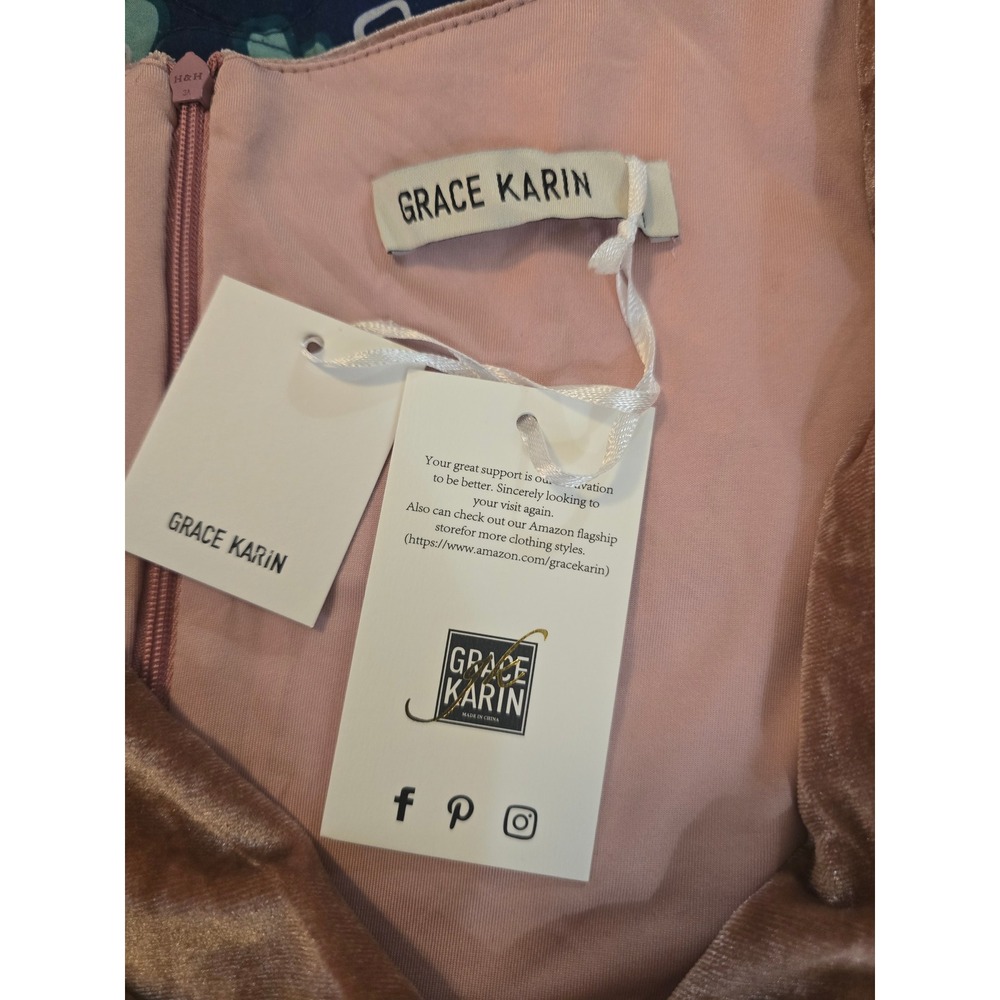 NWT Grace Karin Velvet Midi Dress XL Dusty Rose Wedding Guest Cocktail Dress - Picture 6 of 8